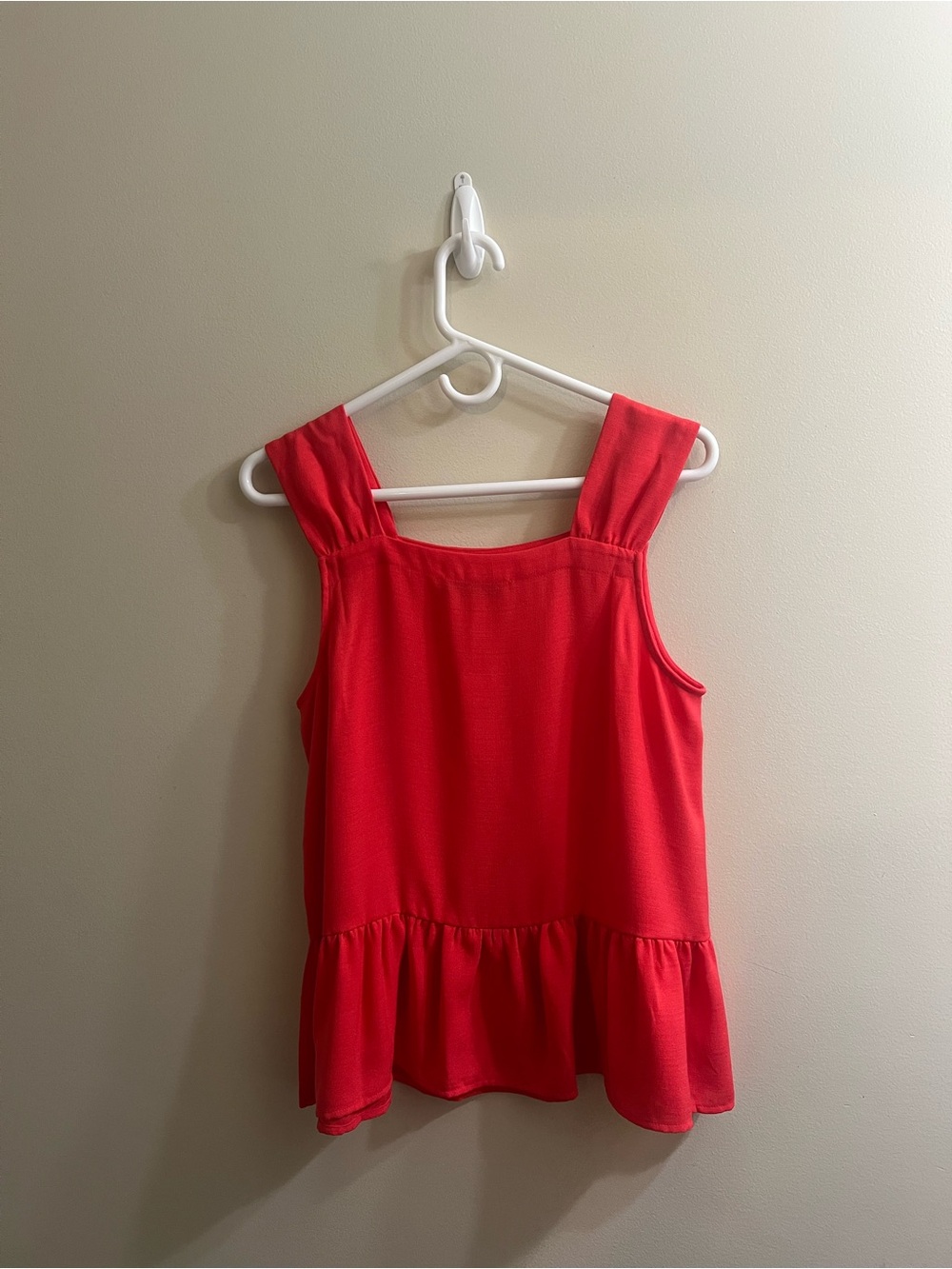 LOFT Square Neck Peplum Top Coral Women’s Medium NWT